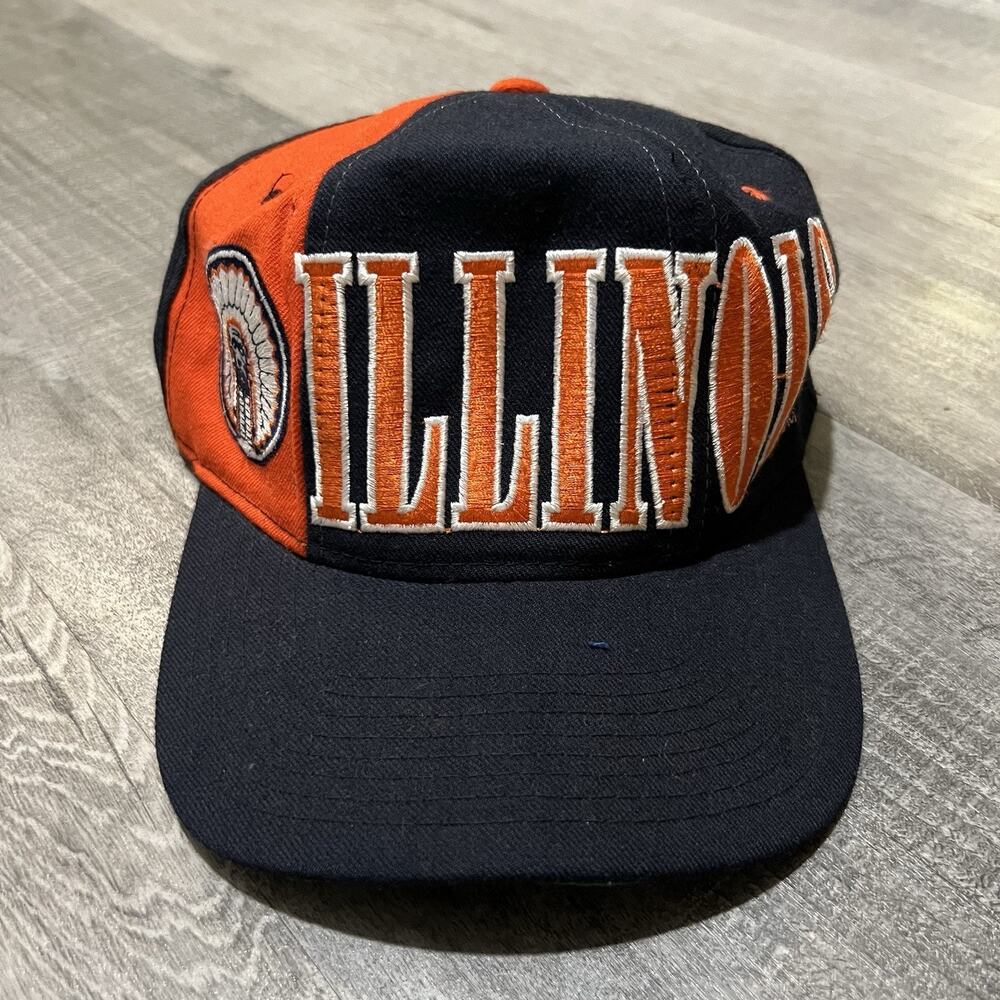 VTG Starter 90s Illinois Fighting Illini 100% Wool College SnapBack Hat Cap